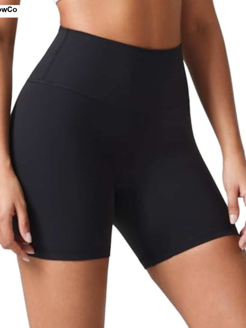 Women's High Rise Biker Shorts 6" Inseam No Front Seam Nylon LYCRA Black Yoga